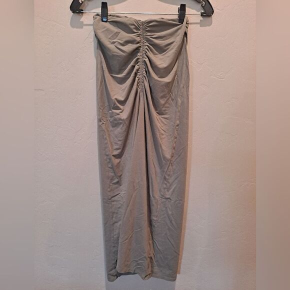 NWT BOBI Shirred Maxi Skirt Basil Green XS - Picture 2 of 8